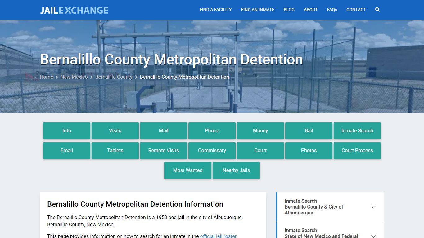 Bernalillo County Metropolitan Detention, NM Inmate Search, Information